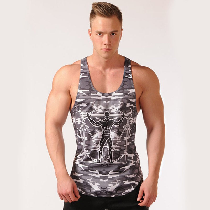S-XL Camouflage Sleeveless Gym Singlet - 4 colours