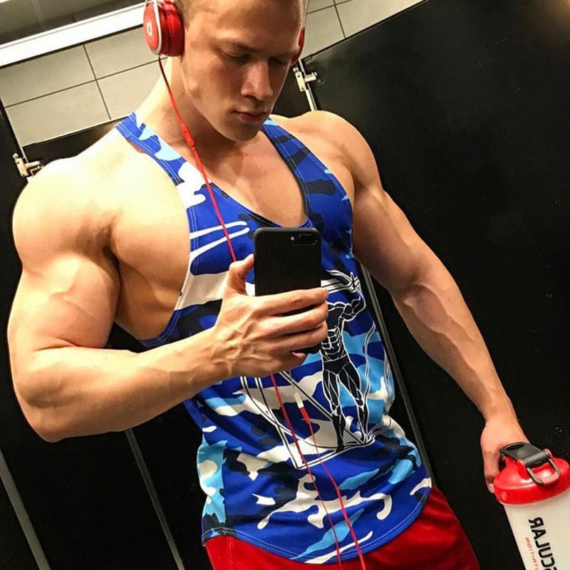 S-XL Camouflage Sleeveless Gym Singlet - 4 colours