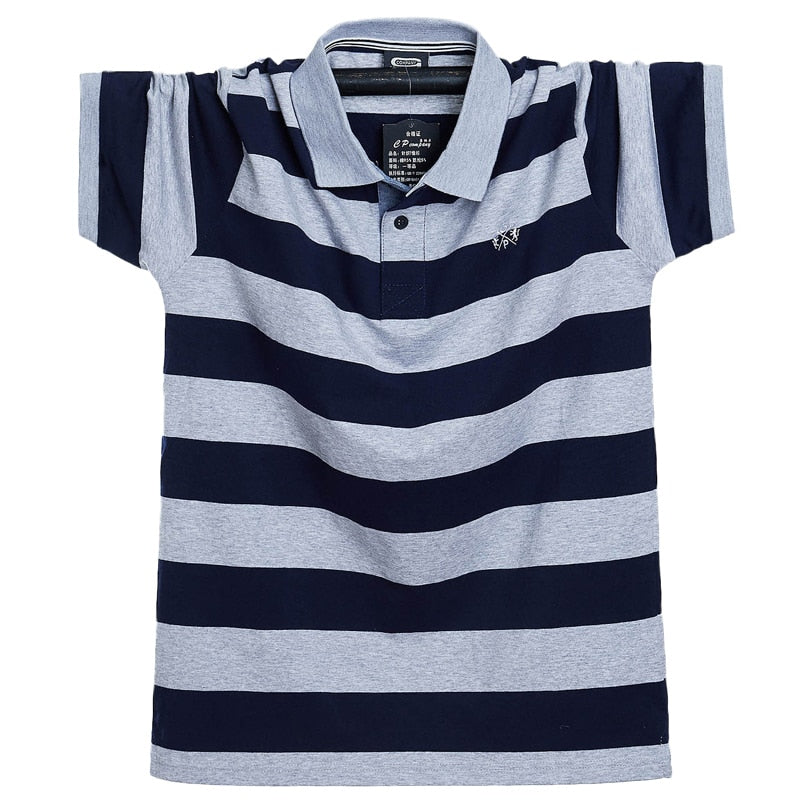 M-6XL Summer Striped Polo Shirt - 5 COLOURS