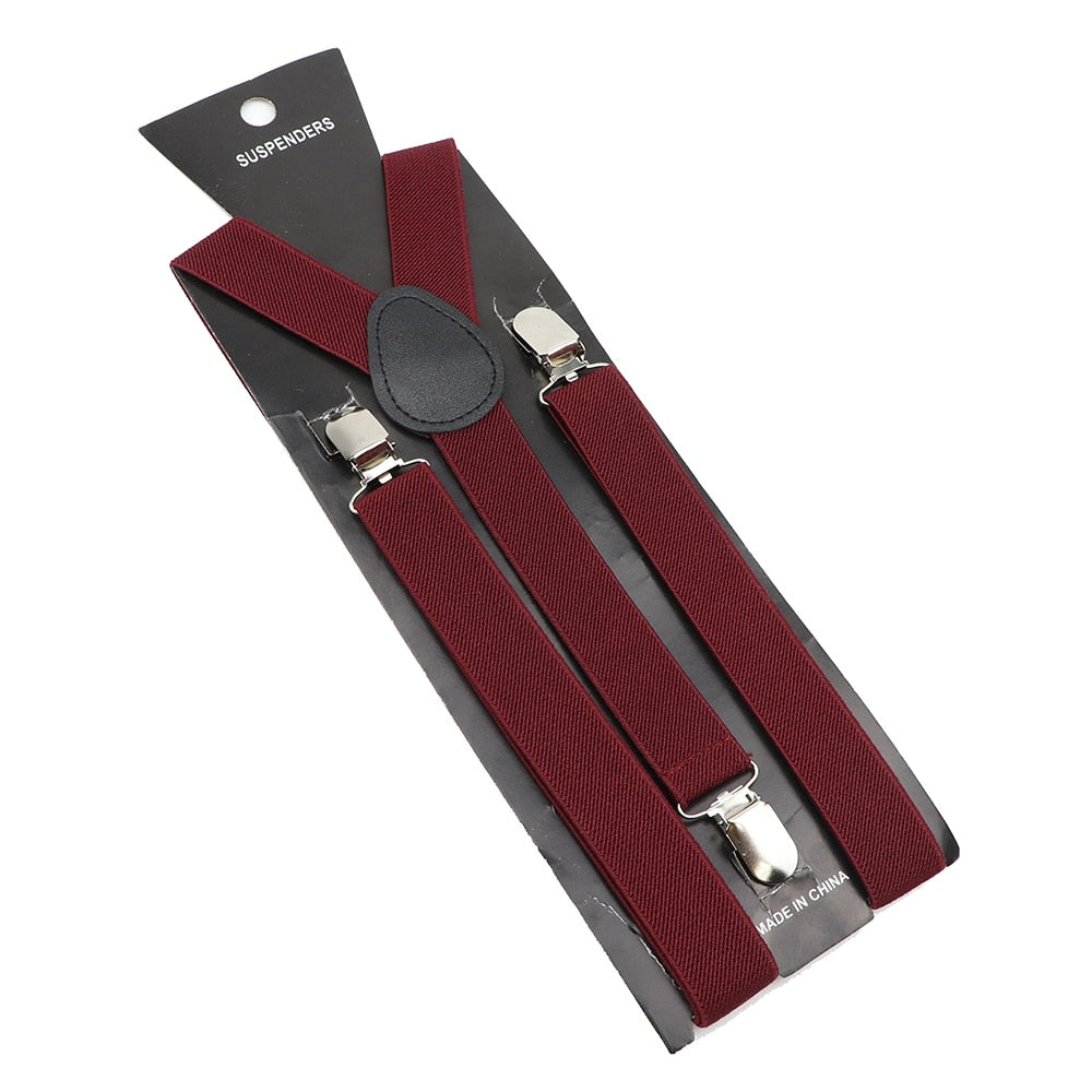 Elastic Leather Suspenders - Many Colours