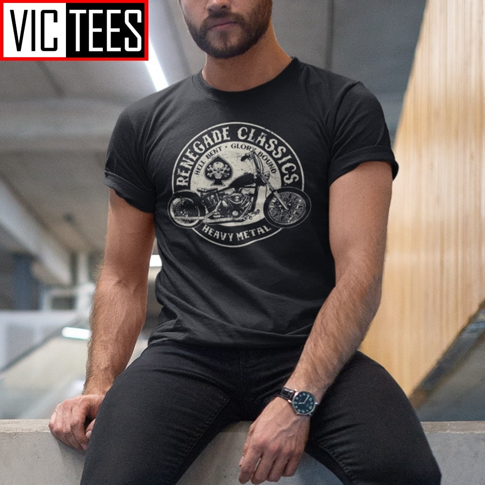 XS-XXXL Vintage Motorcycle Metal Tee -  3 COLOURS