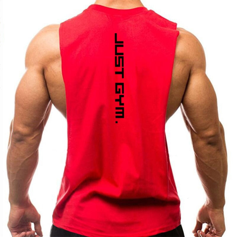 S-XL Cotton Sleeveless Gym Tank - 2 STYLES - 6 colours