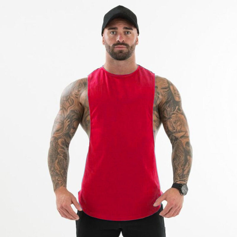 S-XL Plain Bodybuilding Cut Off Tee - 6 COLOURS