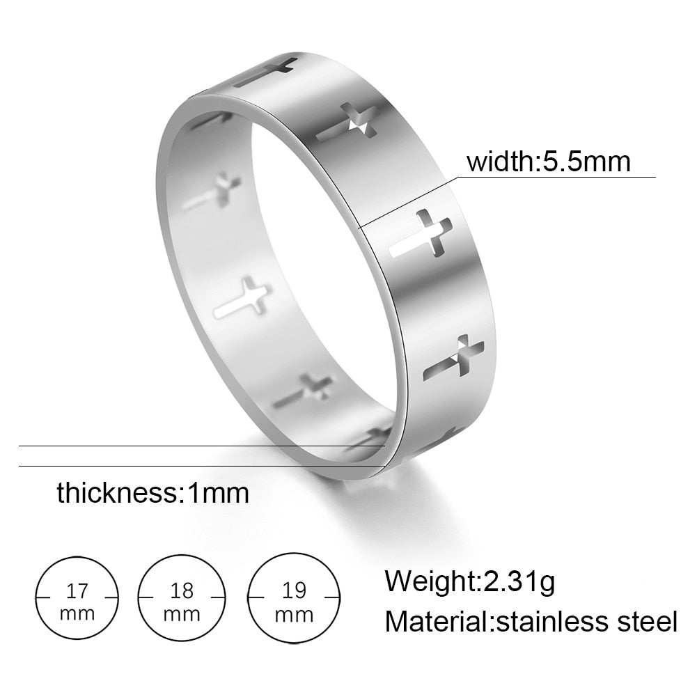 Cross Stainless Steel Rings - 3 styles