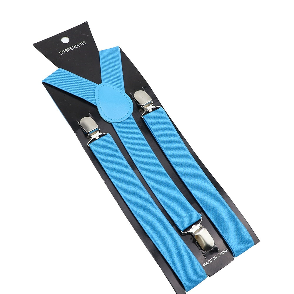 Elastic Leather Suspenders - Many Colours