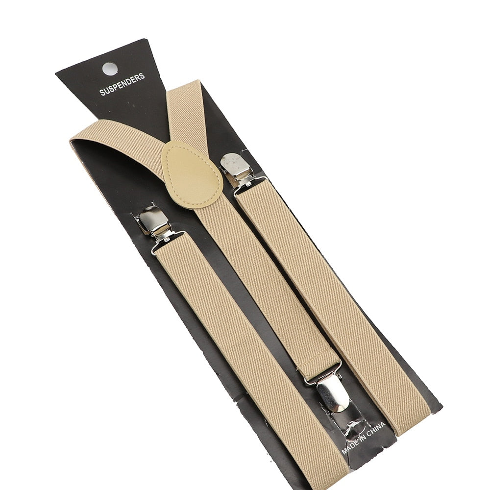 Elastic Leather Suspenders - Many Colours