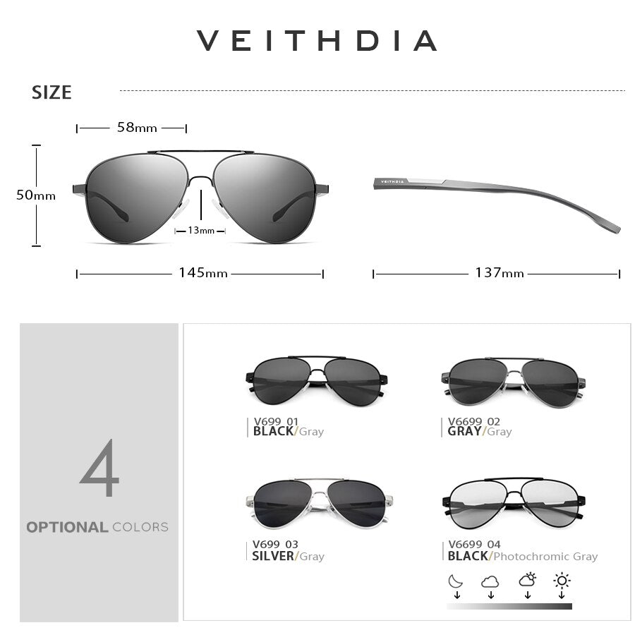 VEITHDIA Polarized Sunglasses - 4 colours