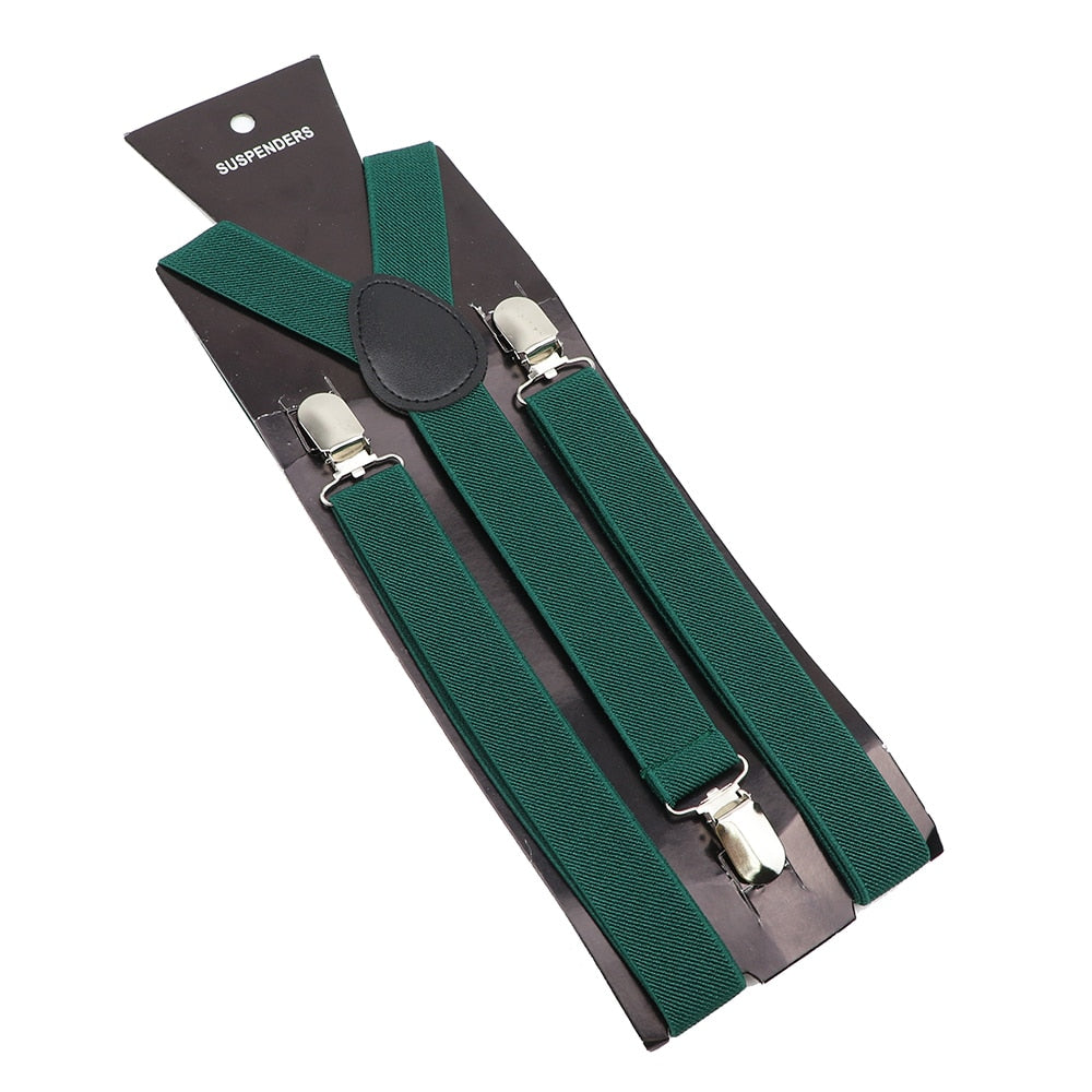 Elastic Leather Suspenders - Many Colours