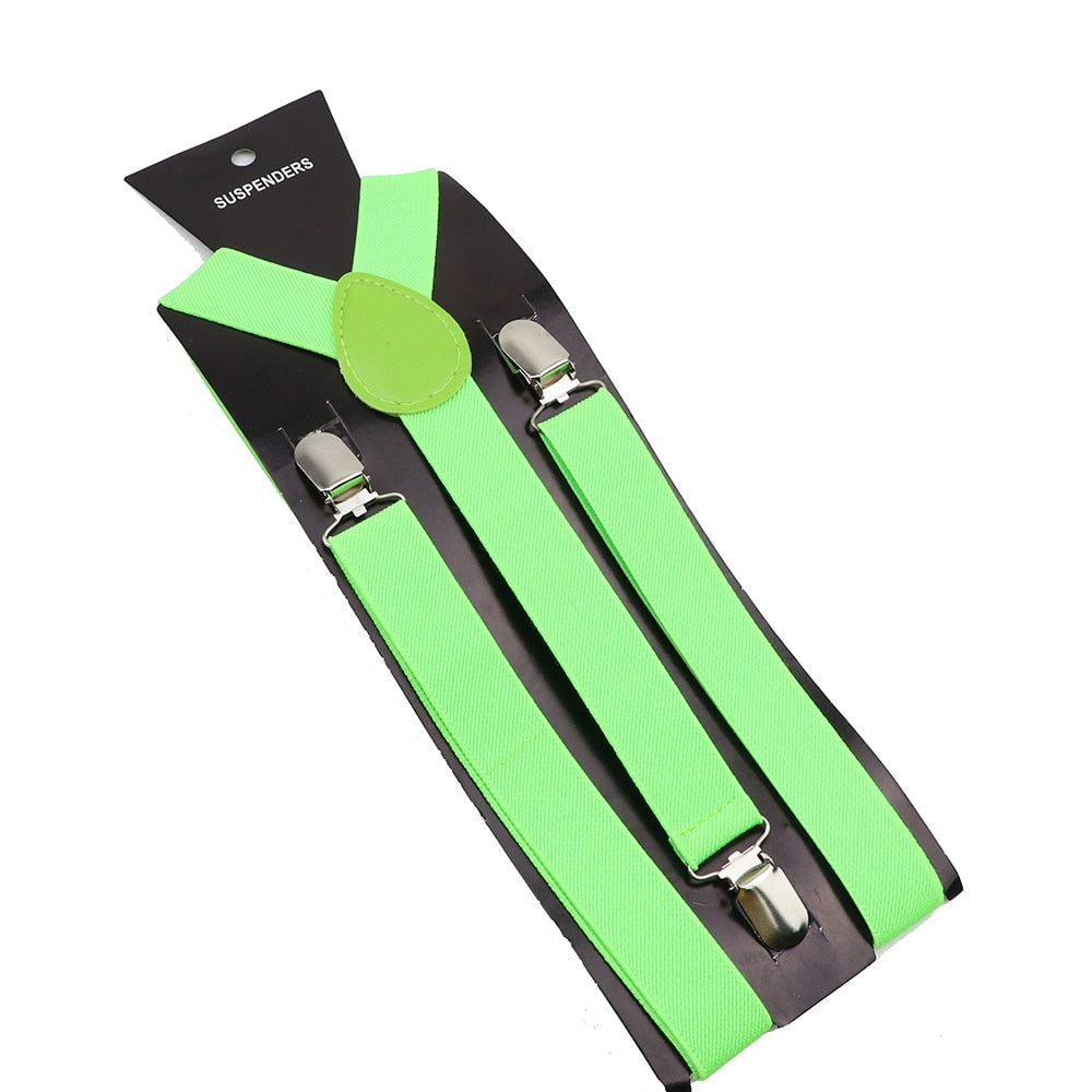 Elastic Leather Suspenders - Many Colours