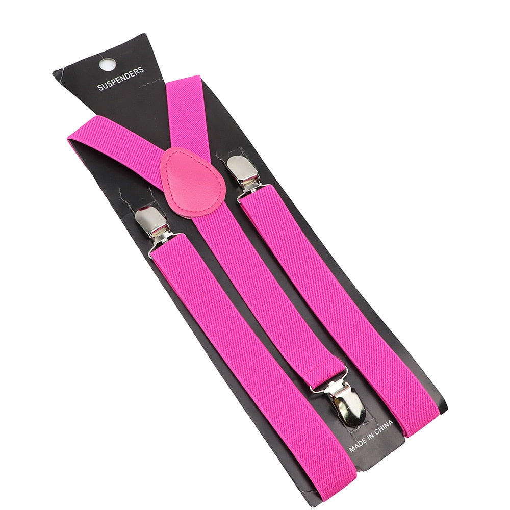 Elastic Leather Suspenders - Many Colours