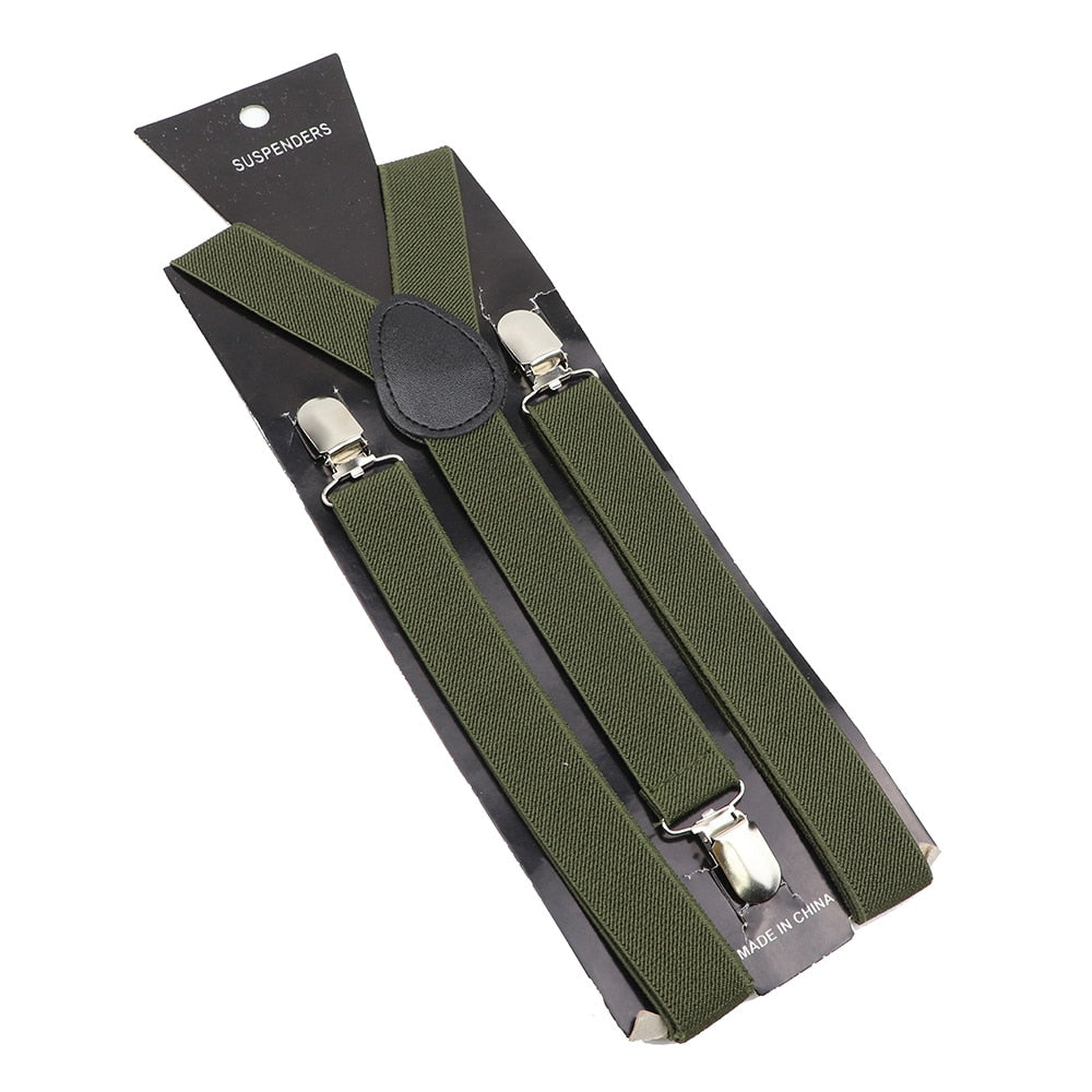 Elastic Leather Suspenders - Many Colours
