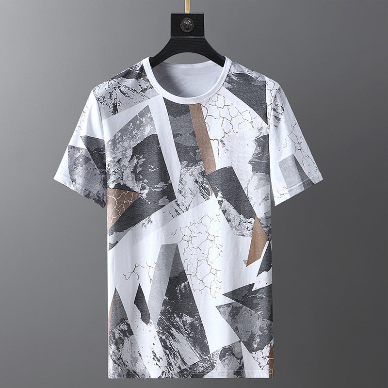 S-7XL Earth Print Short Sleeve Tee - 3 Colours