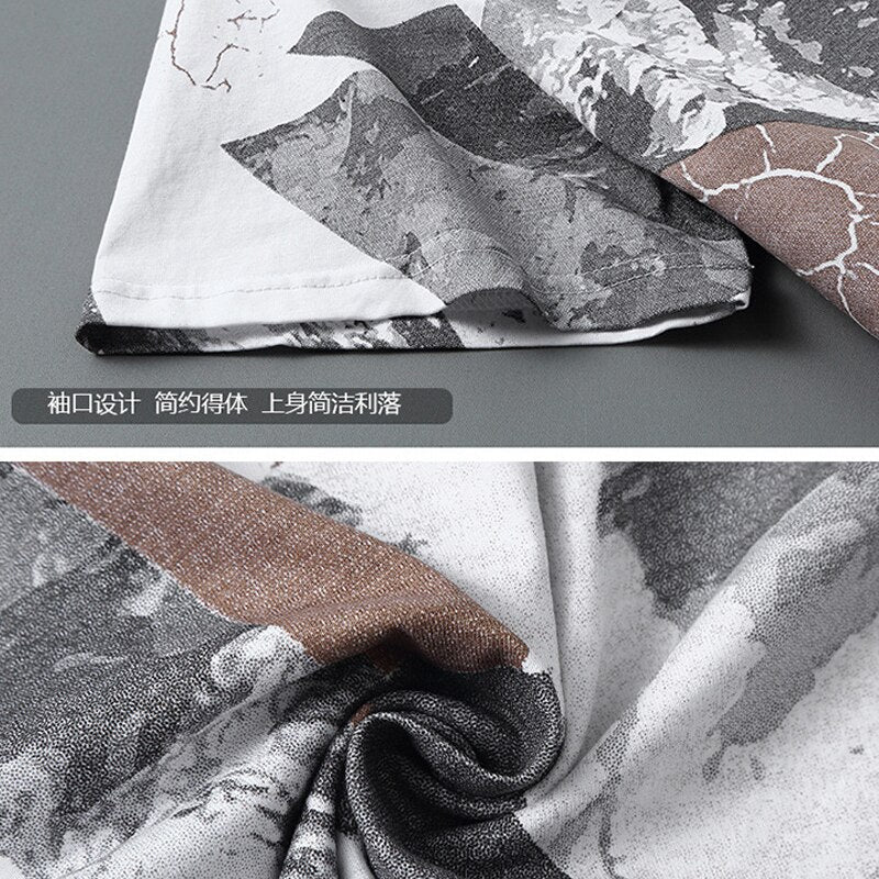 S-7XL Earth Print Short Sleeve Tee - 3 Colours