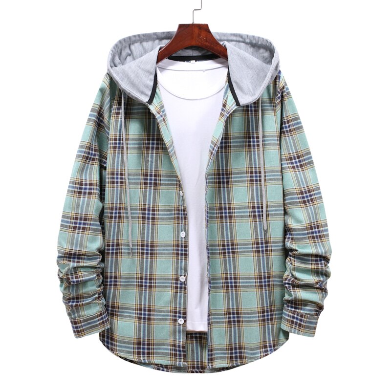 M-4XL Plaid Hooded Flannel Shirt - 11 COLOURS