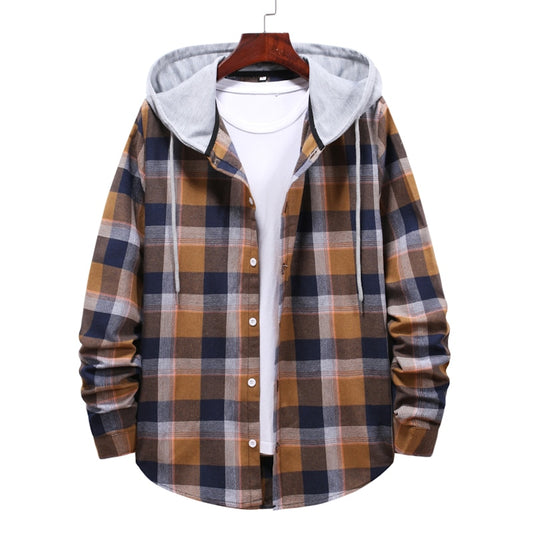 M-4XL Plaid Hooded Flannel Shirt - 11 COLOURS