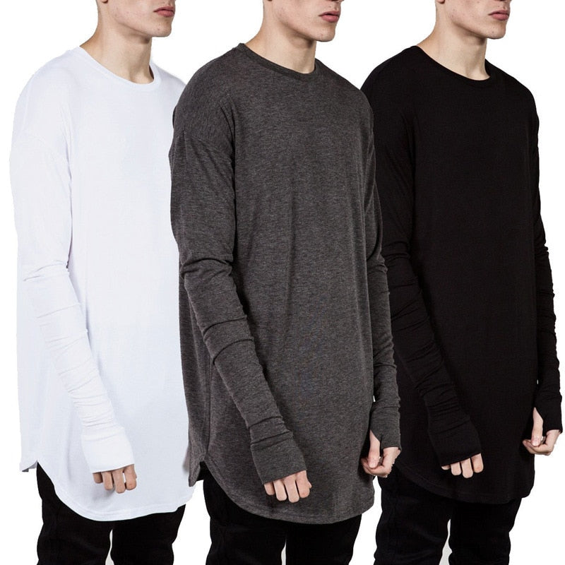 S-XXL Streetwear Thumb Hole Long Sleeve Tee - 4 colours