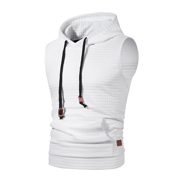 S-XXL Sleeveless Textured Hoodie - 8 COLOURS