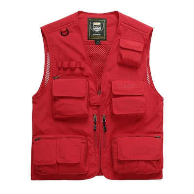 S-6XL Multi-pocket Mesh Vest - Many Colours