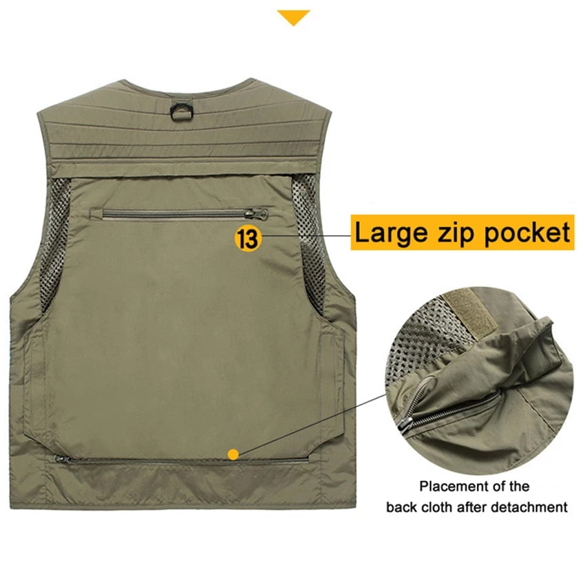 S-6XL Multi-pocket Mesh Vest - Many Colours