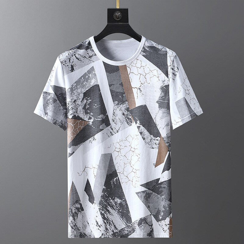 S-7XL Earth Print Short Sleeve Tee - 3 Colours