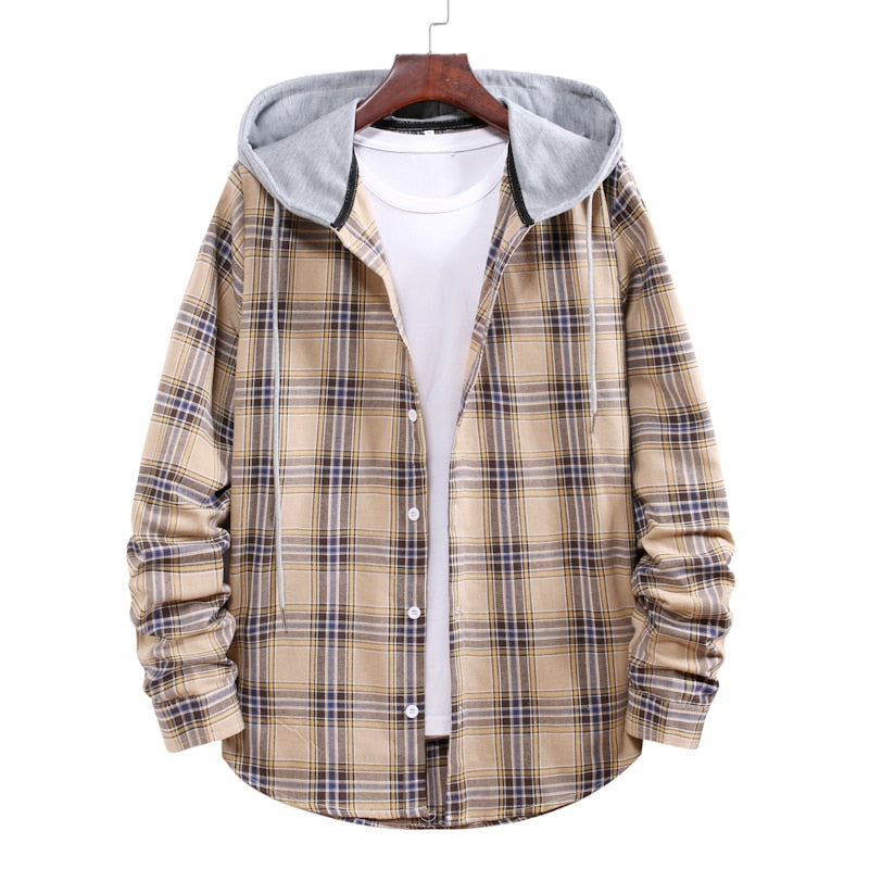 M-4XL Plaid Hooded Flannel Shirt - 11 COLOURS