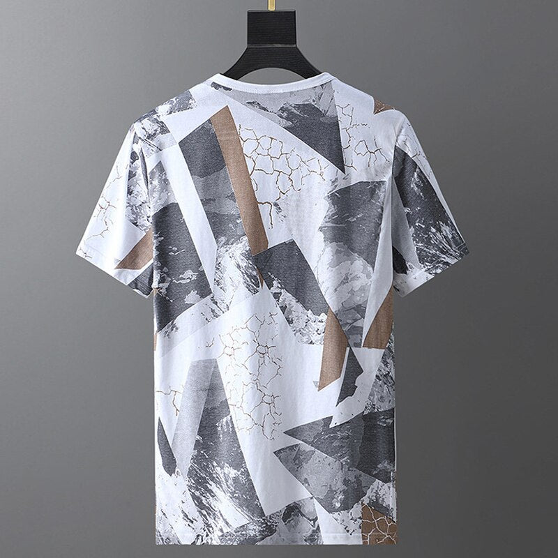 S-7XL Earth Print Short Sleeve Tee - 3 Colours